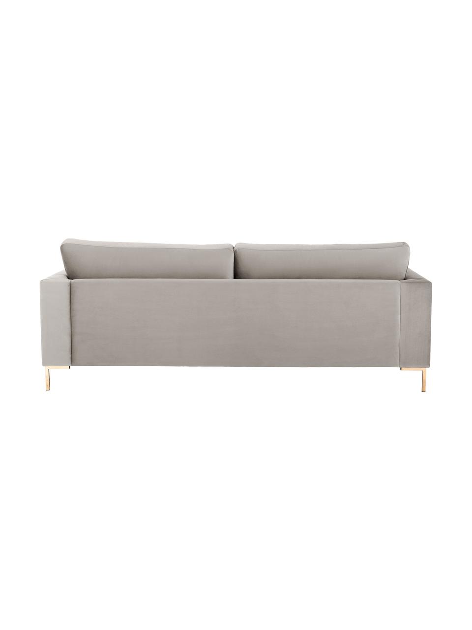Divano 3 posti in velluto con piedini in metallo Luna, Rivestimento: velluto (poliestere) Con , Struttura: legno di faggio massiccio, Piedini: metallo zincato, Velluto beige, Larg. 230 x Prof. 95 cm