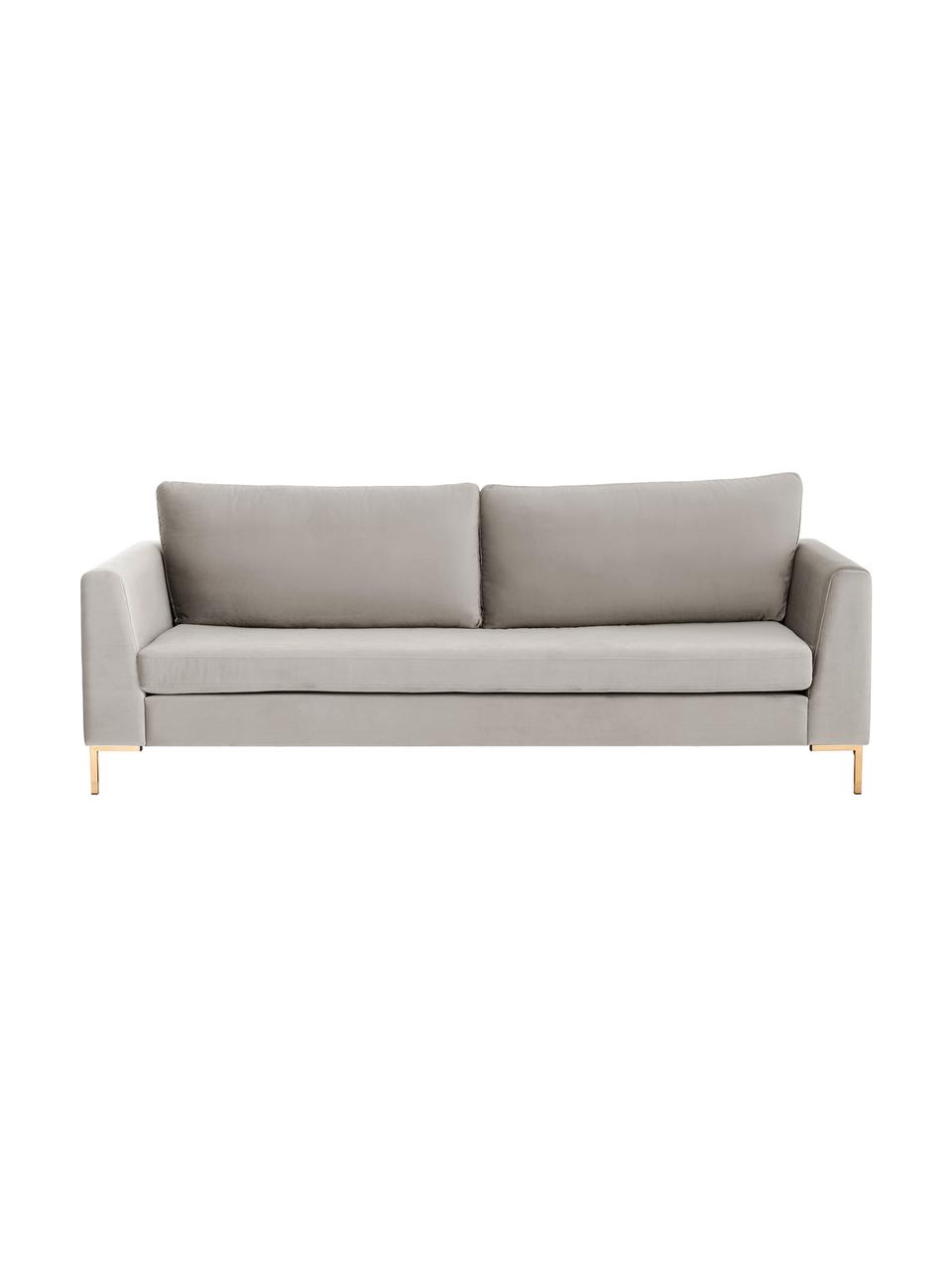 Canapé 3 places en velours avec pieds en métal Luna, Velours beige, larg. 230 x prof. 95 cm