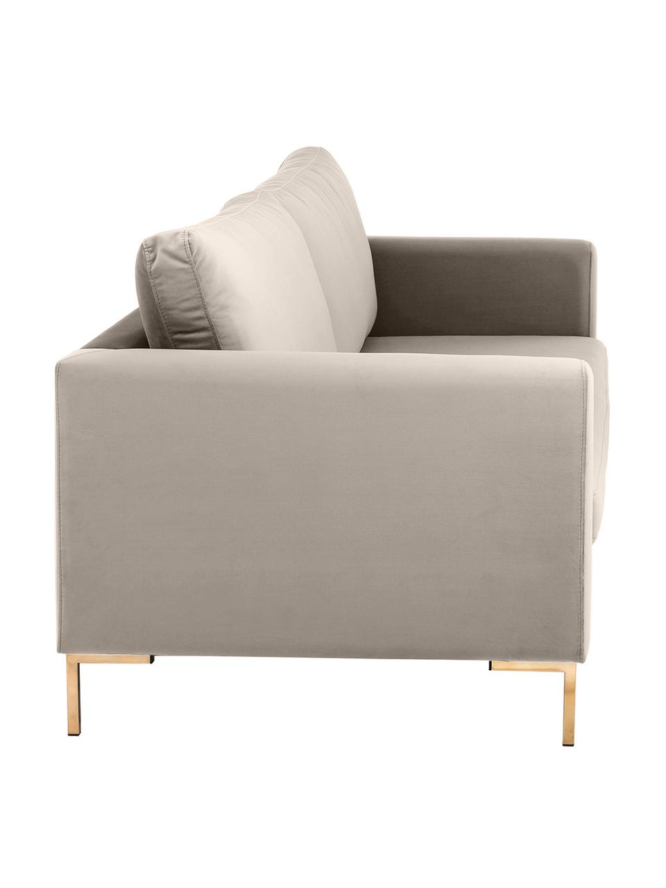 Fluwelen bank Luna (3-zits), Bekleding: fluweel (polyester) De sl, Frame: massief beukenhout, Poten: gegalvaniseerd metaal, Fluweel greige, B 230 x D 95 cm