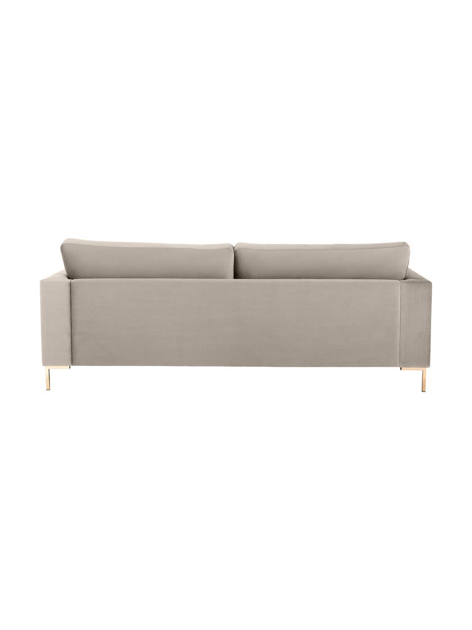 Fluwelen bank Luna (3-zits), Bekleding: fluweel (polyester) De sl, Frame: massief beukenhout, Poten: gegalvaniseerd metaal, Fluweel greige, B 230 x D 95 cm