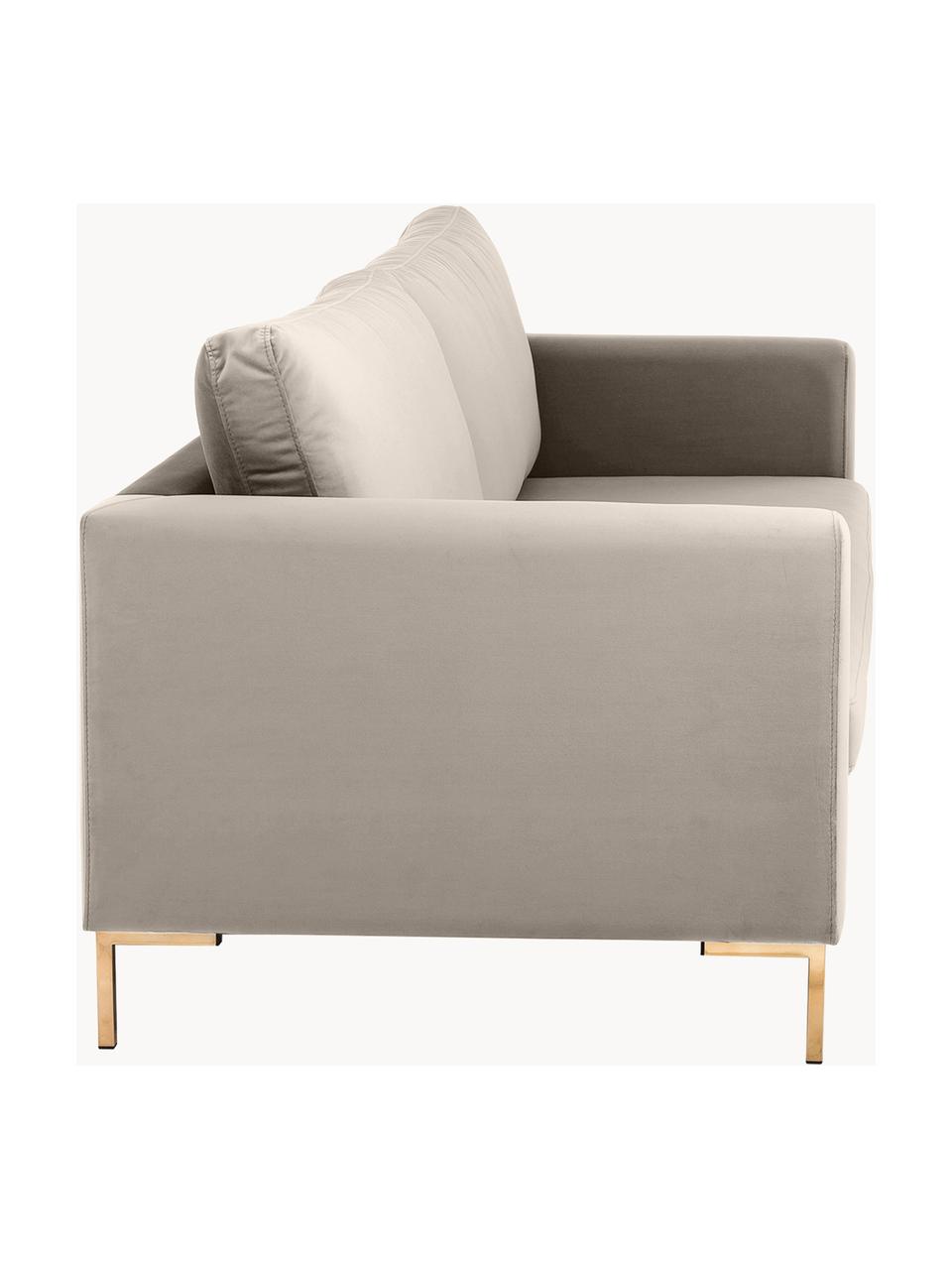 Samt-Sofa Luna (3-Sitzer), Bezug: Samt (100 % Polyester), O, Gestell: Massives Buchenholz, Schi, Samt Greige, B 230 x T 95 cm