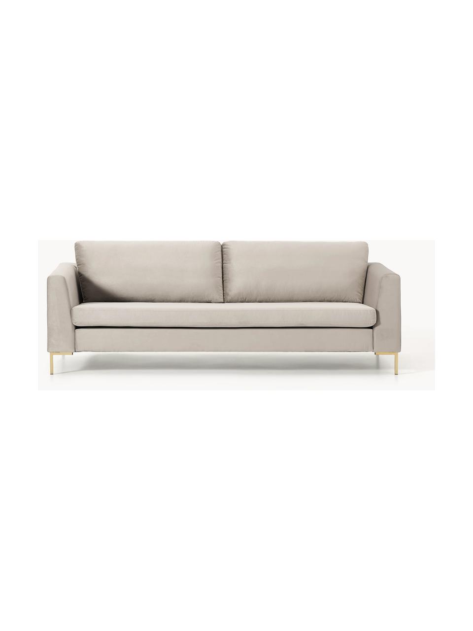 Sofa z aksamitu Luna (3-osobowa), Tapicerka: aksamit (100% poliester) , Stelaż: lite drewno bukowe, sklej, Nogi: metal galwanizowany Mater, Greige aksamit, S 230 x G 95 cm