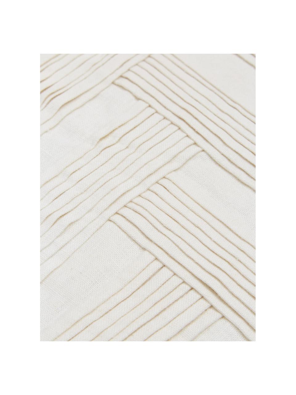 Federa arredo strutturata in lino bianco Maya, 51% lino, 49% cotone, Bianco crema, Larg. 30 x Lung. 50 cm