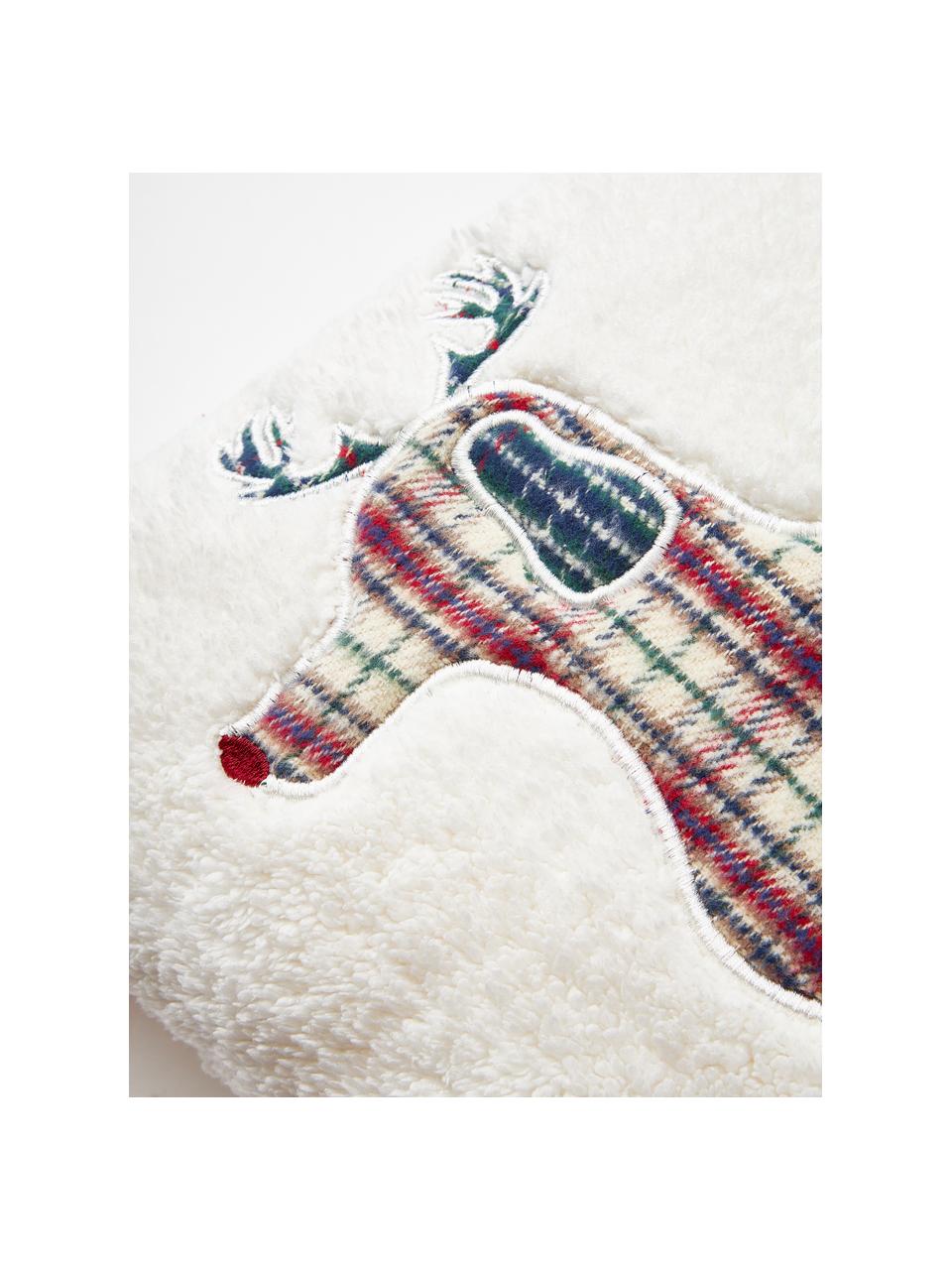 Teddy kussenhoes Dachs met kerstmotief, Wit, rood, B 30 x L 50 cm
