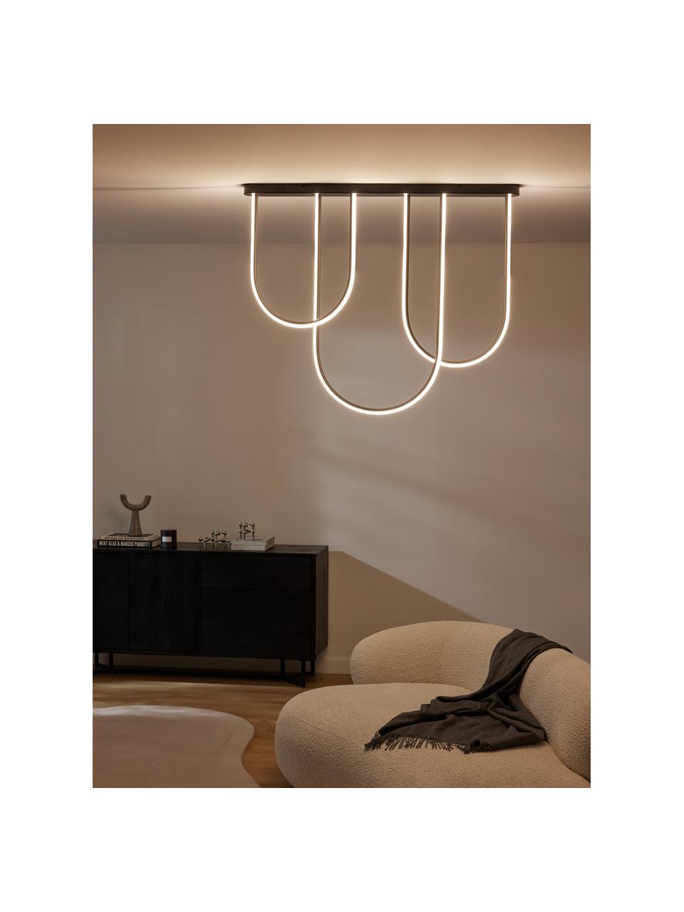 Grande suspension LED Ivar, Métal, enduit, Noir, mat, larg. 110 x haut. 90 cm