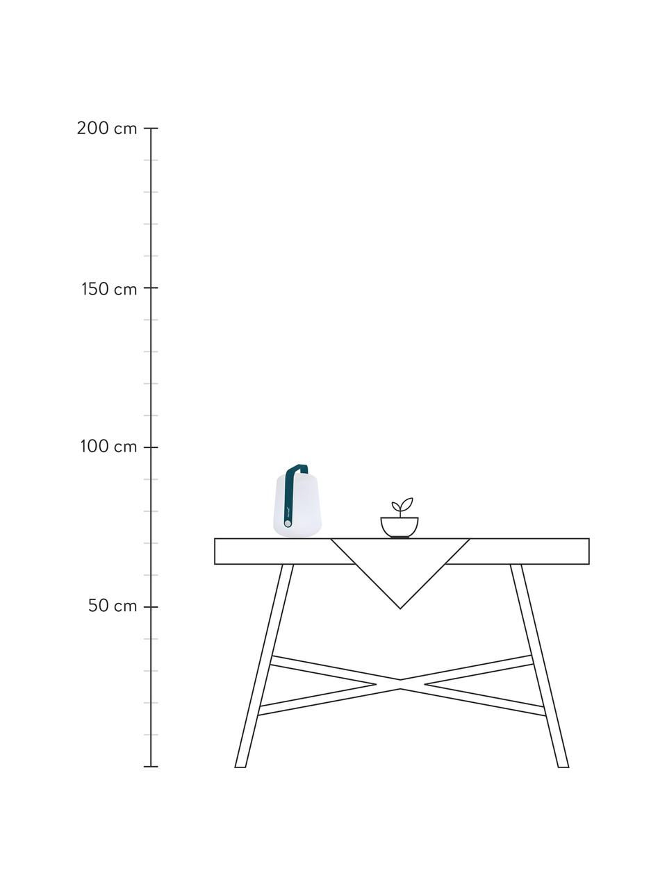 Lámpara de mesa regulable para exterior Balad, portátil, Pantalla: polietileno, Asa: aluminio, pintado, Blanco, azul acapulco, Ø 19 x Al 25 cm