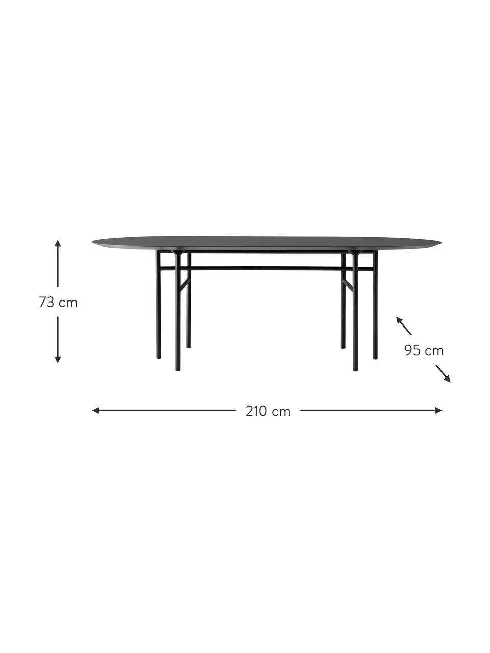 Mesa de comedor ovalada Snaregade, 210 x 95 cm, Tablero: tablero de fibras de dens, Estructura: metal con pintura en polv, Gris antracita, negro mate, An 210 x F 95 cm