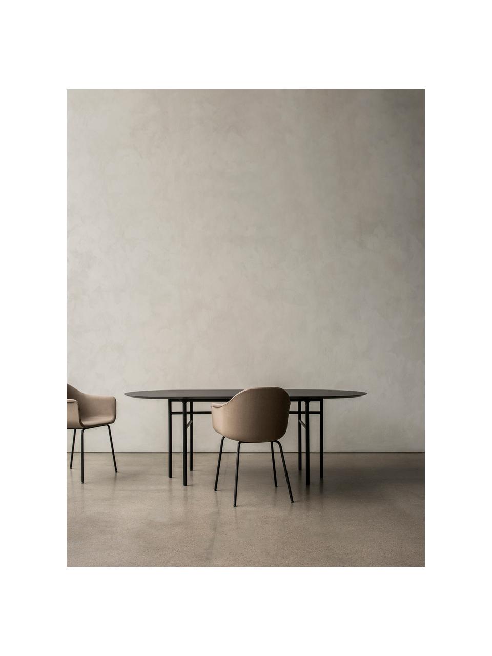 Tavolo da pranzo ovale Snaregade, 210 x 95 cm, Piano del tavolo: pannello MDF (fibra a med, Struttura: metallo, verniciato a pol, Antracite nero opaco, Larg. 210 x Prof. 95 cm