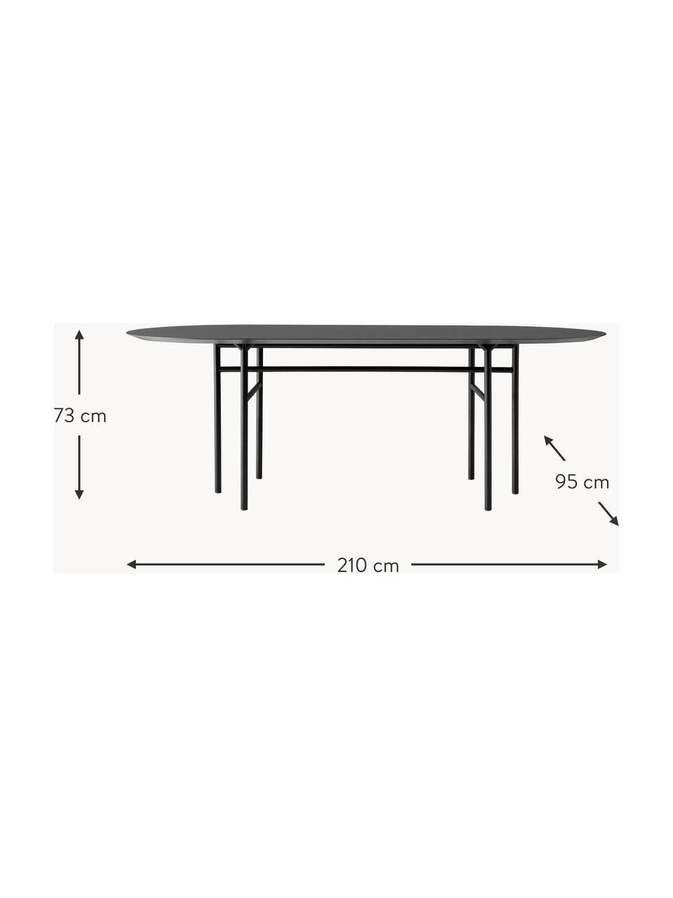 Ovaler Esstisch Snaregade, 210 x 95 cm, Tischplatte: Mitteldichte Holzfaserpla, Gestell: Metall, pulverbeschichtet, Holz, anthrazit beschichtet, Schwarz, B 210 x T 95 cm