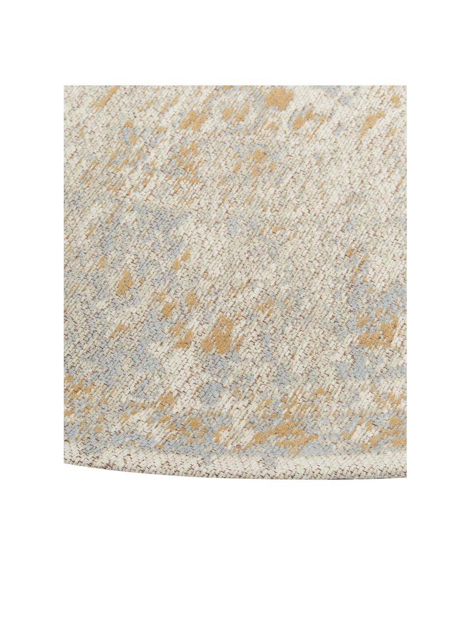 Alfombra redonda artesanal de chenilla Loire, Parte superior: 95% algodón, 5% poliéster, Reverso: 100% algodón El material , Tonos beige, Ø 150 cm (Tamaño M)