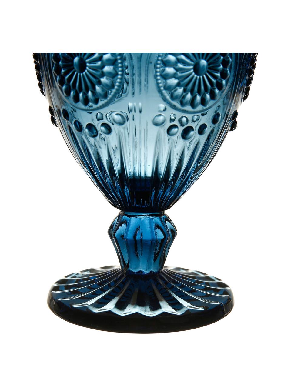 Bicchiere vino con motivo in rilievo blu Chambord 6 pz, Vetro, Blu, Ø 9 x Alt. 14 cm, 250 ml
