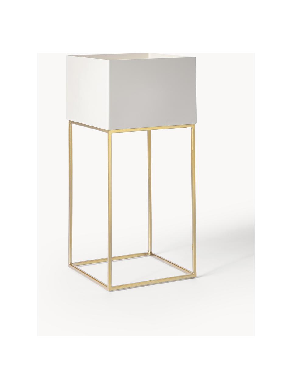 Ensemble de cache-pots en métal Palesa, 2 élém., Métal, revêtement par poudre, Blanc crème, or, Lot de différentes tailles