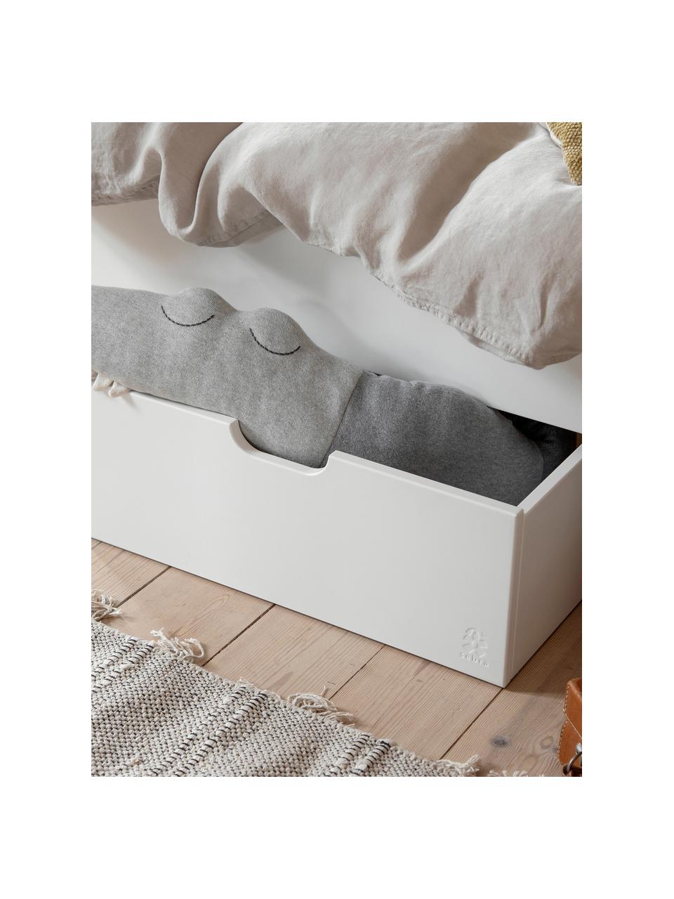 Cajón de madera con ruedas para cama Baby & Jr., Estructura: tablero de fibras de dens, Ruedas: 100% goma, Blanco, An 55 x L 71 cm