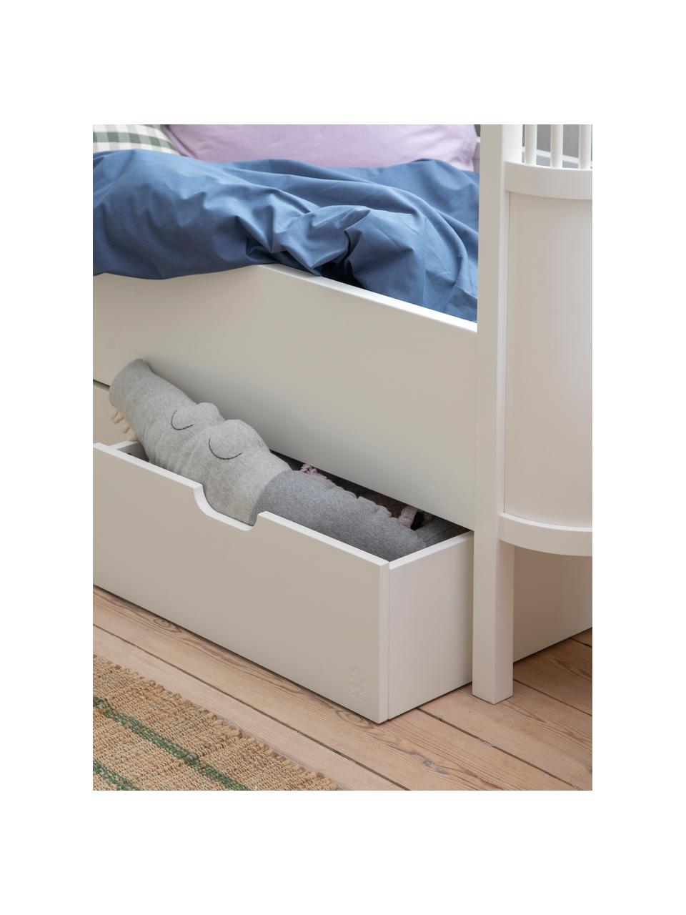 Cajón de madera con ruedas para cama Baby & Jr., Estructura: tablero de fibras de dens, Ruedas: 100% goma, Blanco, An 55 x L 71 cm