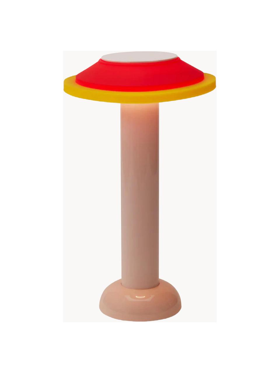 Lámpara de mesa pequeña LED PL2, regulable y portátil, Pantalla: silicona, Estructura: metal recubierto, Cable: plástico, Melocotón, rojo coral, amarillo, blanco, Ø 18 x Al 30 cm