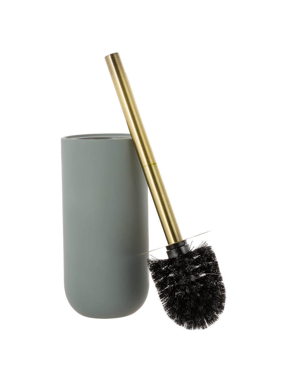 Brosse pour WC Lotus, Vert, couleur laiton, noir, Ø 10 x haut. 21 cm