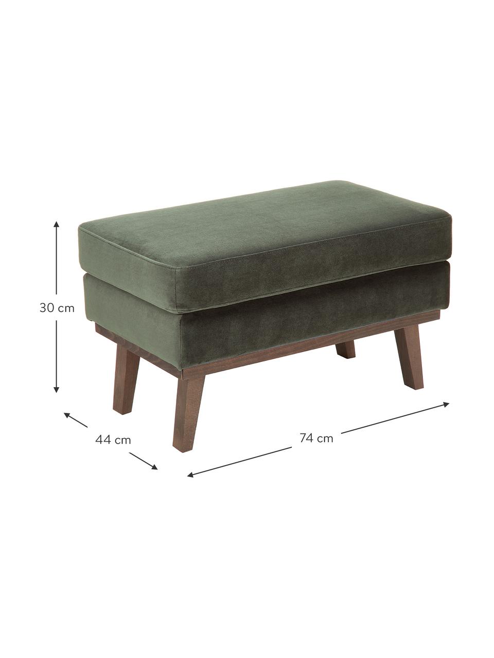 Tabouret/repose-pieds velours vert Alva, Olive