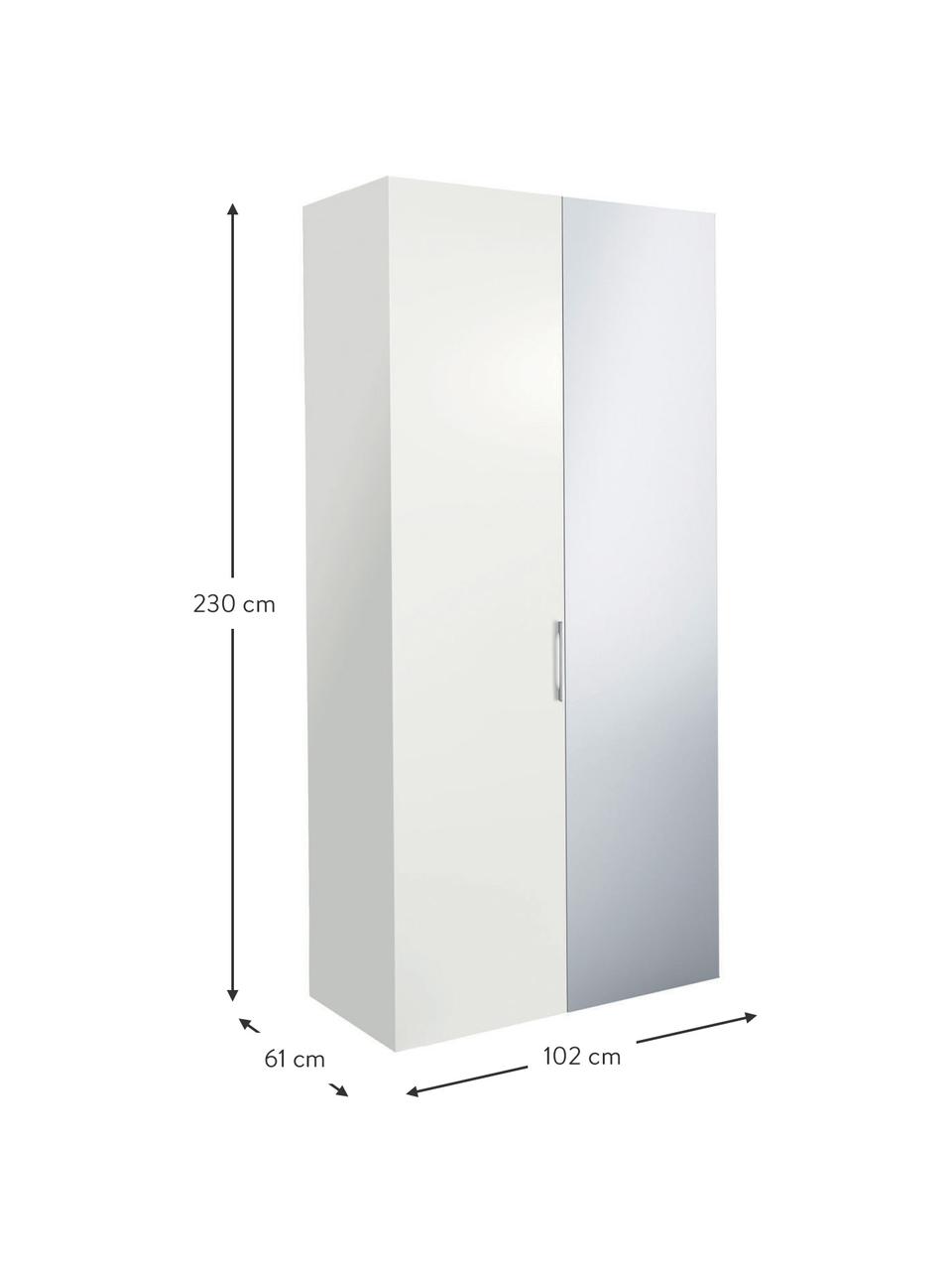 Zwaaideurkast Madison 2-deurs met spiegeldeur, incl. montageservice, Frame: panelen op houtbasis, gel, Wit, met spiegeldeur, B 102 x H 230 cm