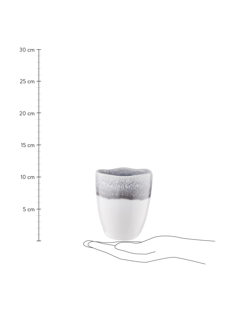 Mugs artisanaux avec dégradé Atlantis, 4 pièces, Grès cérame, Gris, blanc, Ø 9 x haut. 11 cm, 300 ml