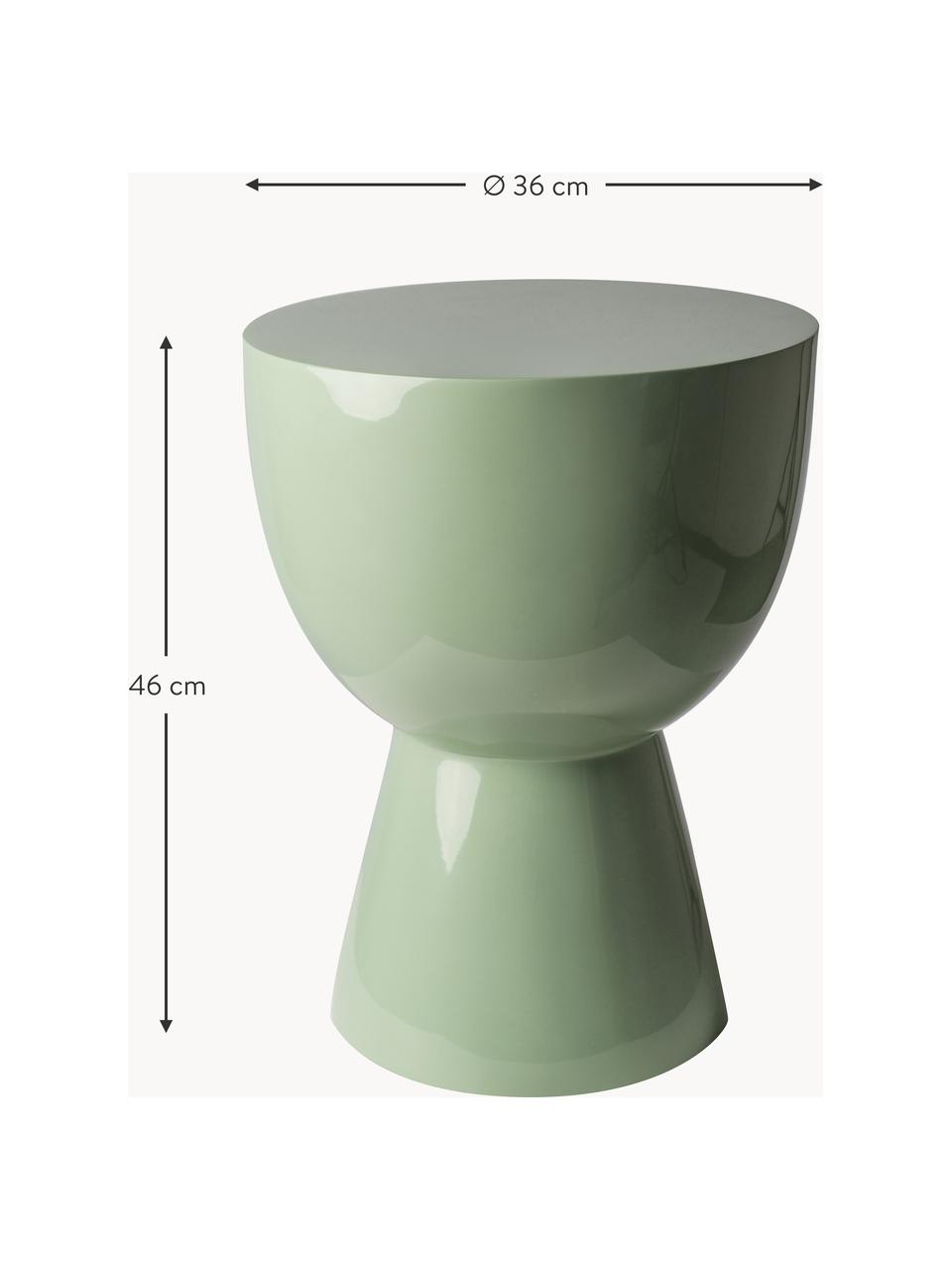 Table d'appoint ronde Tam Tam, Plastique, laqué, Vert sauge, Ø 36 x haut. 46 cm