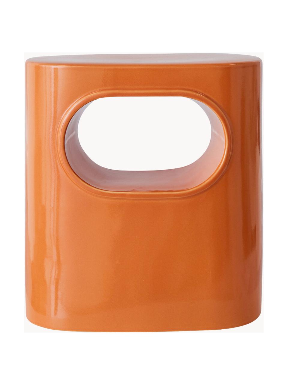 Ovaler Beistelltisch Space aus Steingut, Steingut, Orange, B 36 x H 39 cm