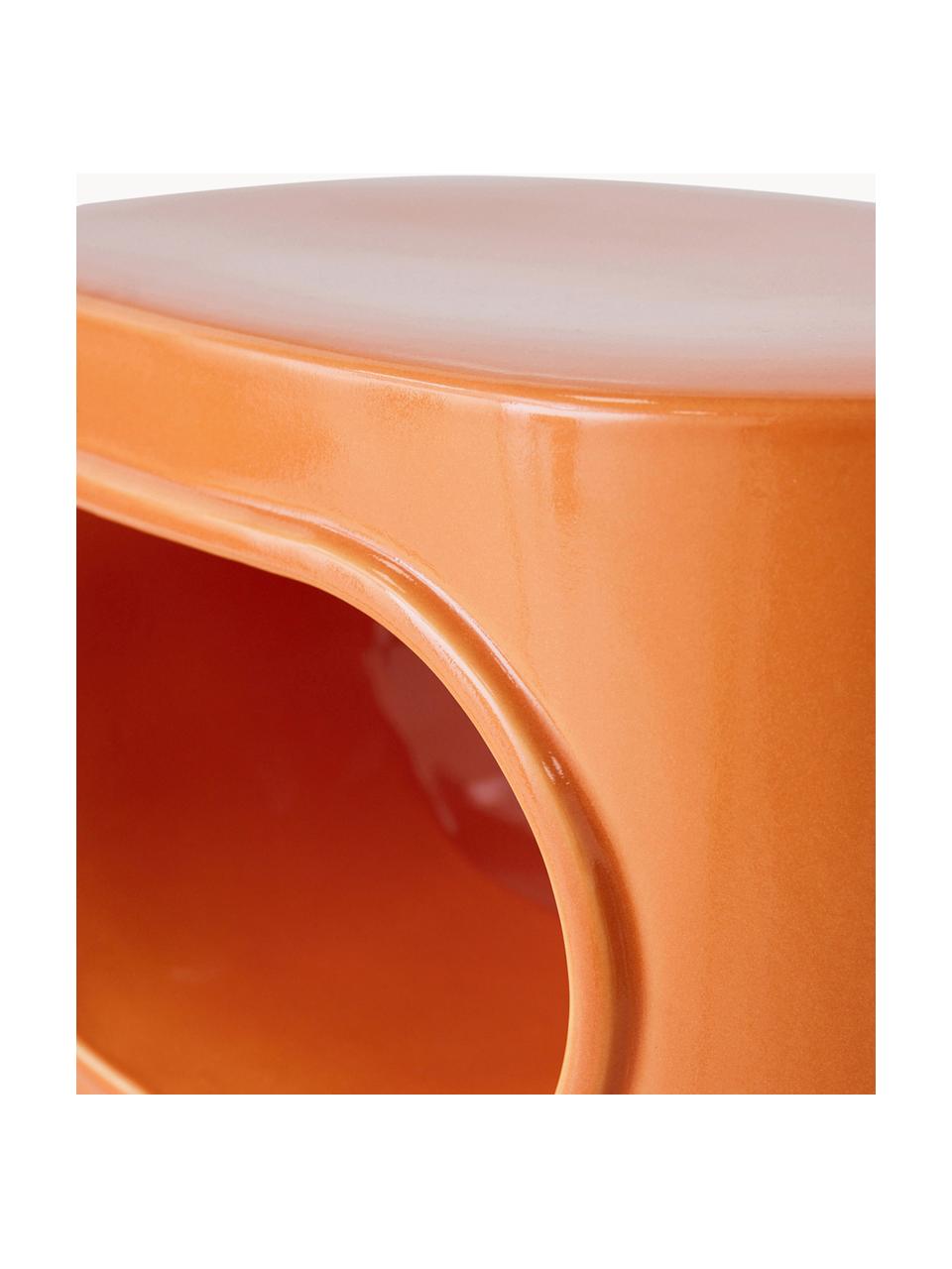 Table d'appoint ovale en grès cérame Space, Grès cérame, Orange, larg. 36 x haut. 39 cm