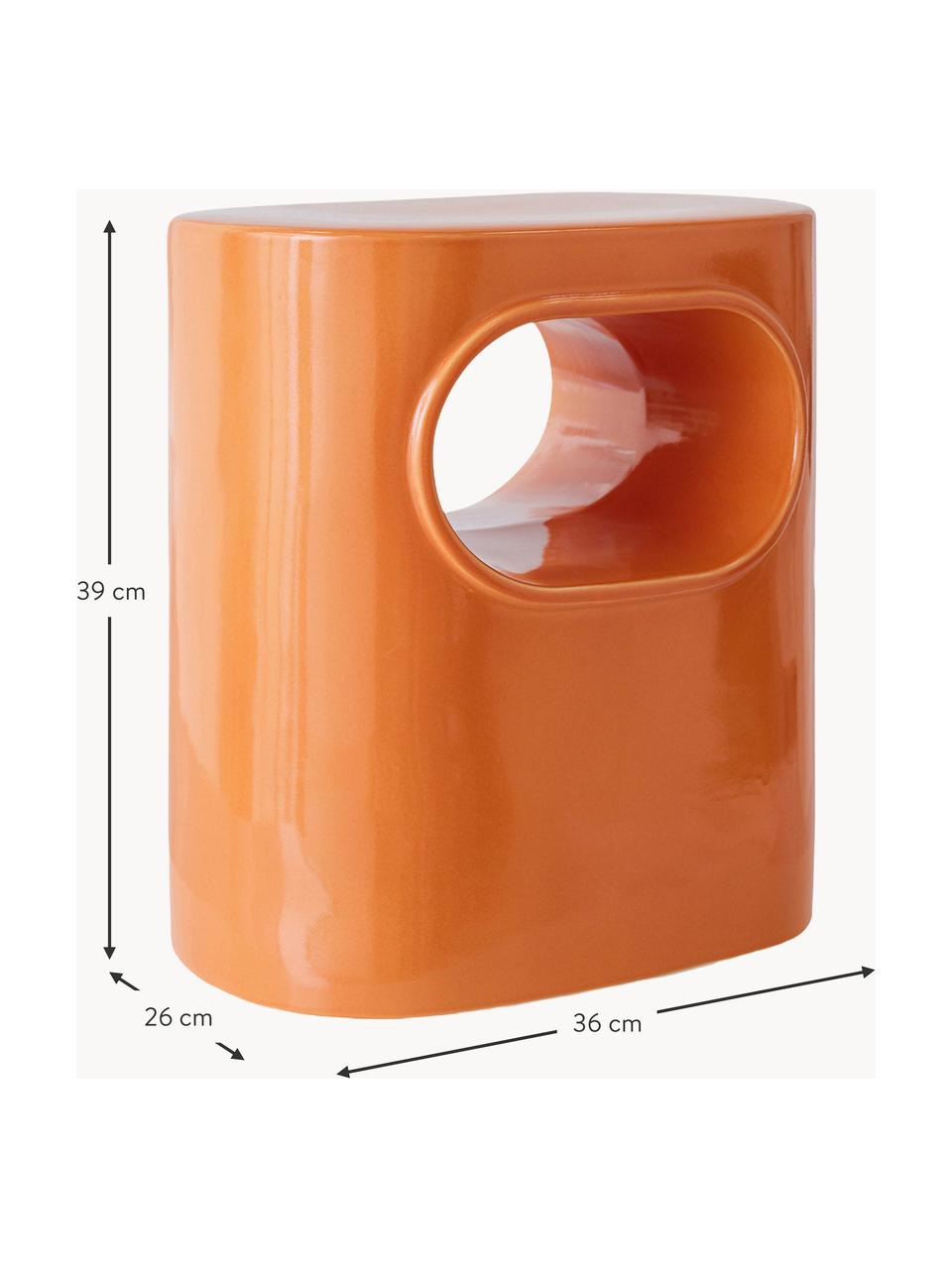 Ovaler Beistelltisch Space aus Steingut, Steingut, Orange, B 36 x H 39 cm