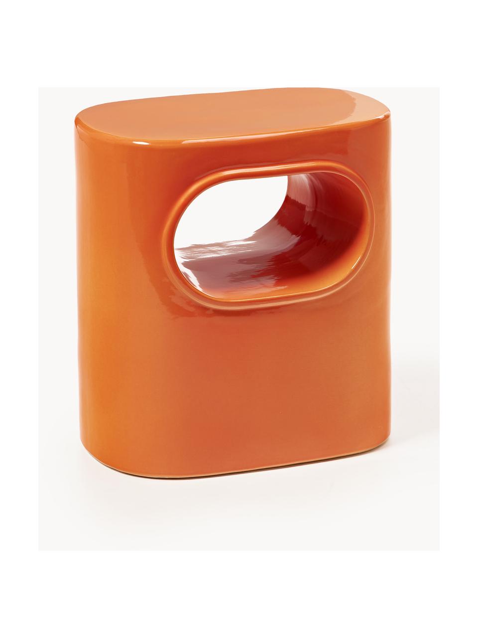 Ovaler Beistelltisch Space aus Steingut, Steingut, Orange, B 36 x H 39 cm