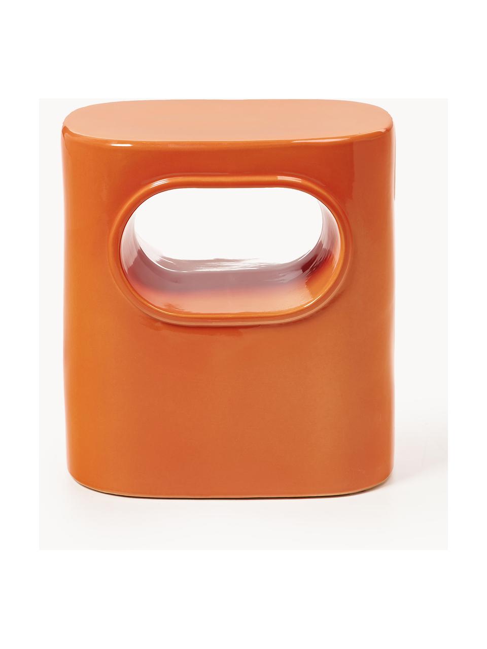 Ovaler Beistelltisch Space aus Steingut, Steingut, Orange, B 36 x H 39 cm