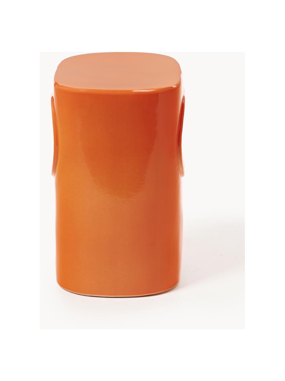 Ovaler Beistelltisch Space aus Steingut, Steingut, Orange, B 36 x H 39 cm