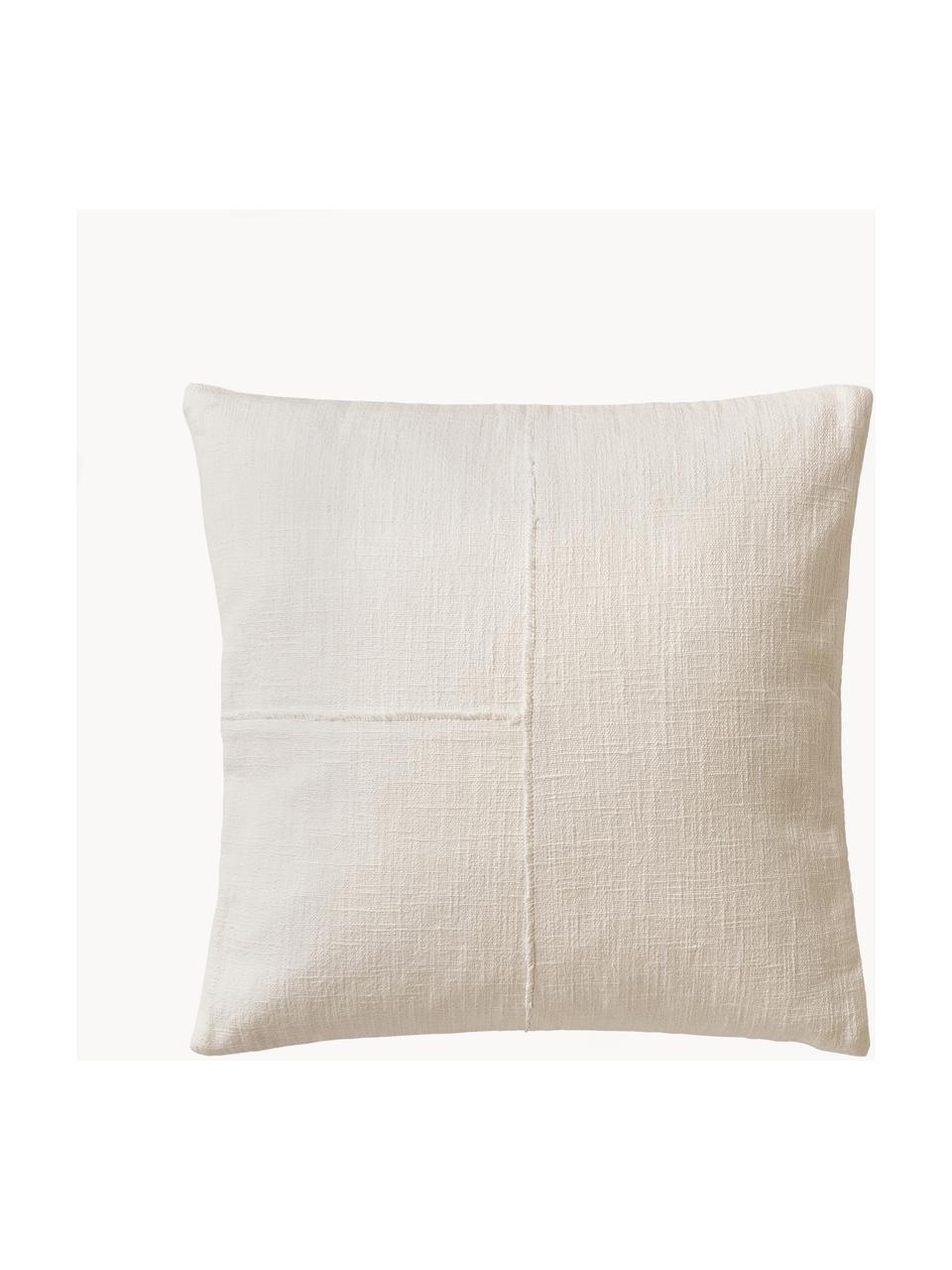 Baumwoll-Kissenhülle Terre mit dekorativer Naht, 70 % Baumwolle, 30 % Leinen, Hellbeige, B 45 x L 45 cm