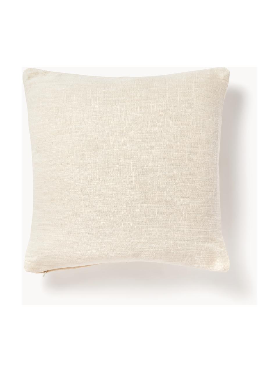 Katoenen kussenhoes Terre met decoratieve naad, 70% katoen, 30% linnen, Lichtbeige, B 45 x L 45 cm