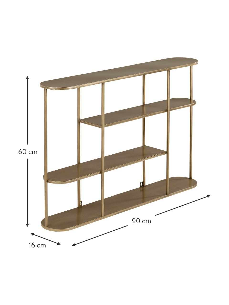 Półka ścienna z efektem postarzania Grayson, Stal malowana proszkowo z efektem postarzania, Odcienie złotego, S 90 x D 60 cm