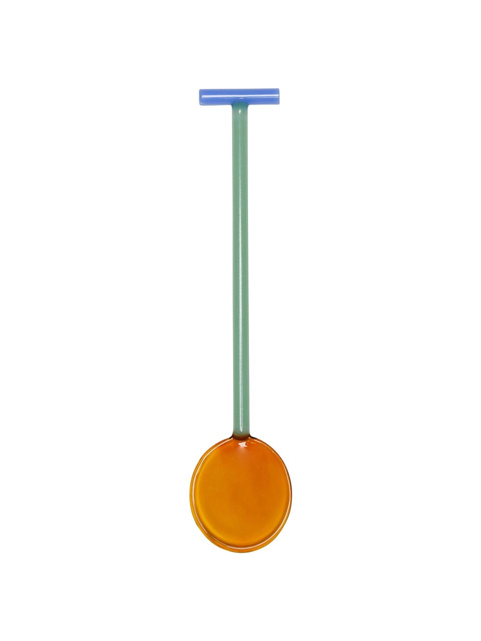 Łyżka do sałatek ze szkła dmuchanego Crave, 2 szt., Szkło, Pomarańczowy, jasny zielony, niebieski, D 28 cm
