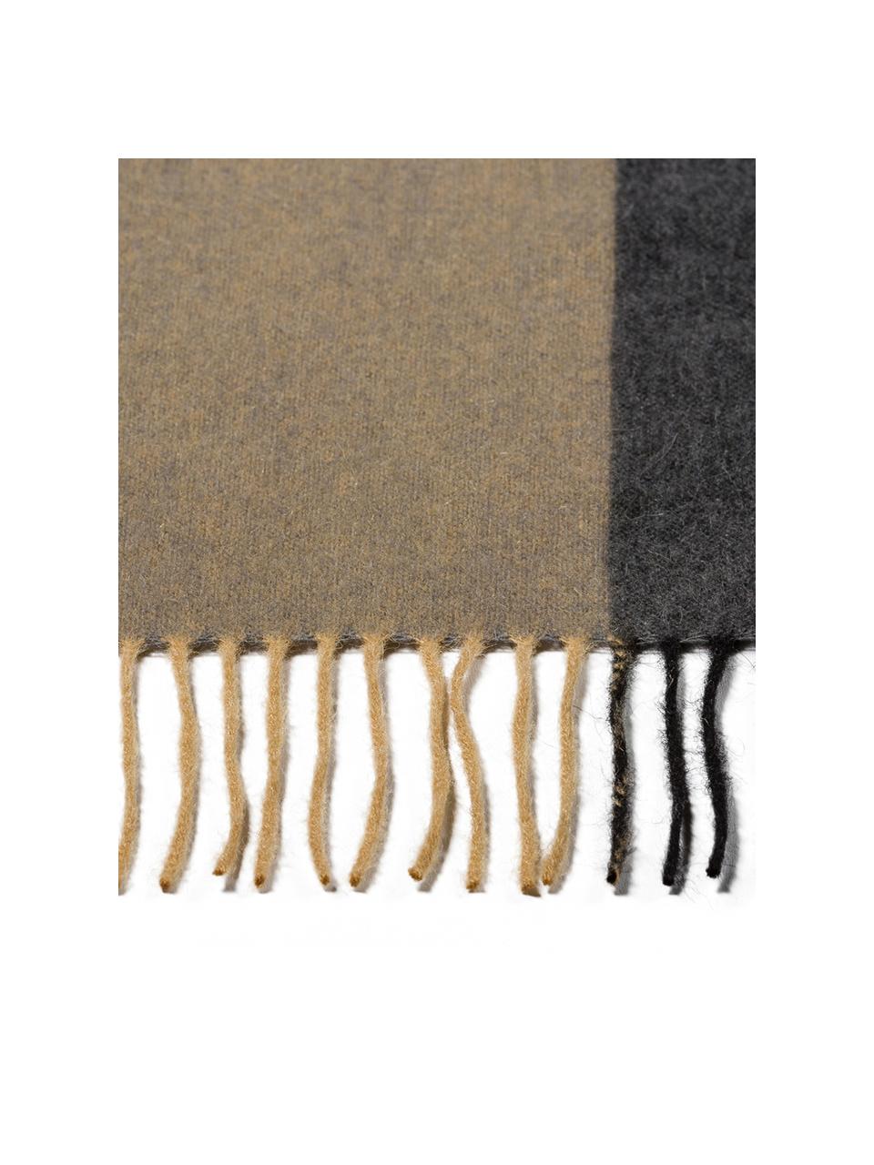 Plaid en laine à carreaux Manhattan, Jaune, gris, larg. 130 x long. 200 cm
