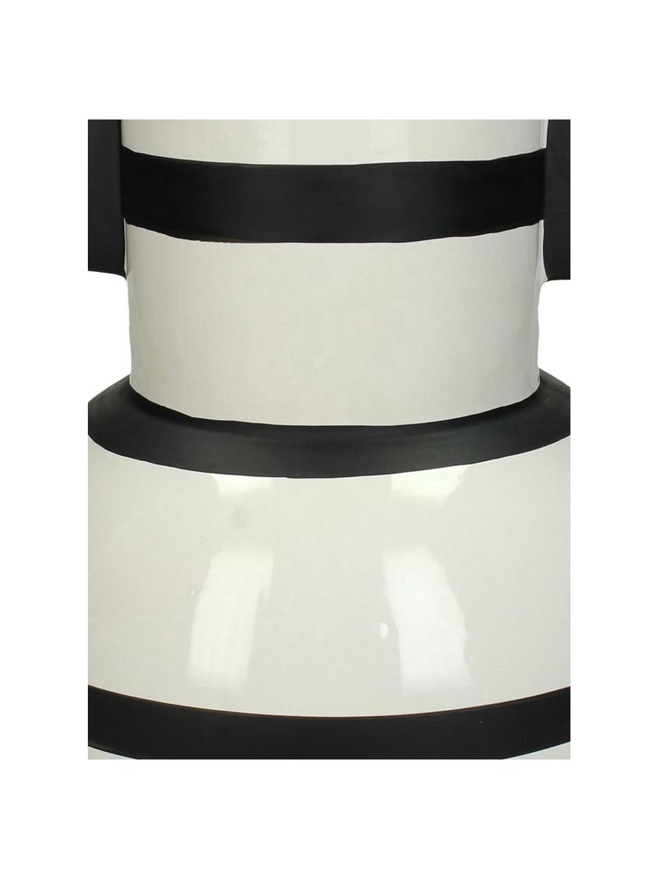 Moderne Vase Amola aus Steingut, Steingut, Weiß, Schwarz, Ø 17 x H 26 cm