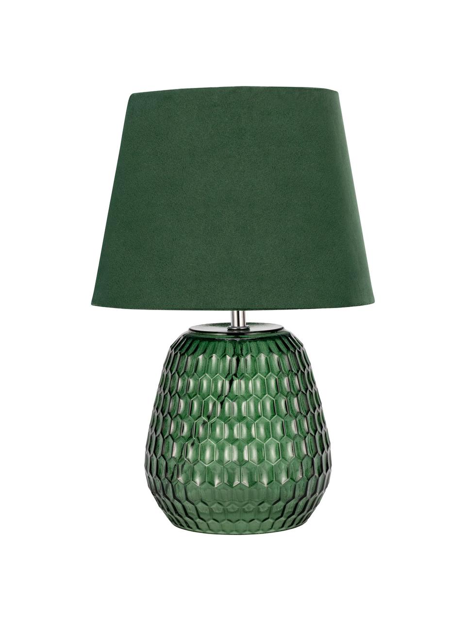 Lampa stołowa ze szklaną podstawą Crystal Velours, Zielony, Ø 25 x W 37 cm