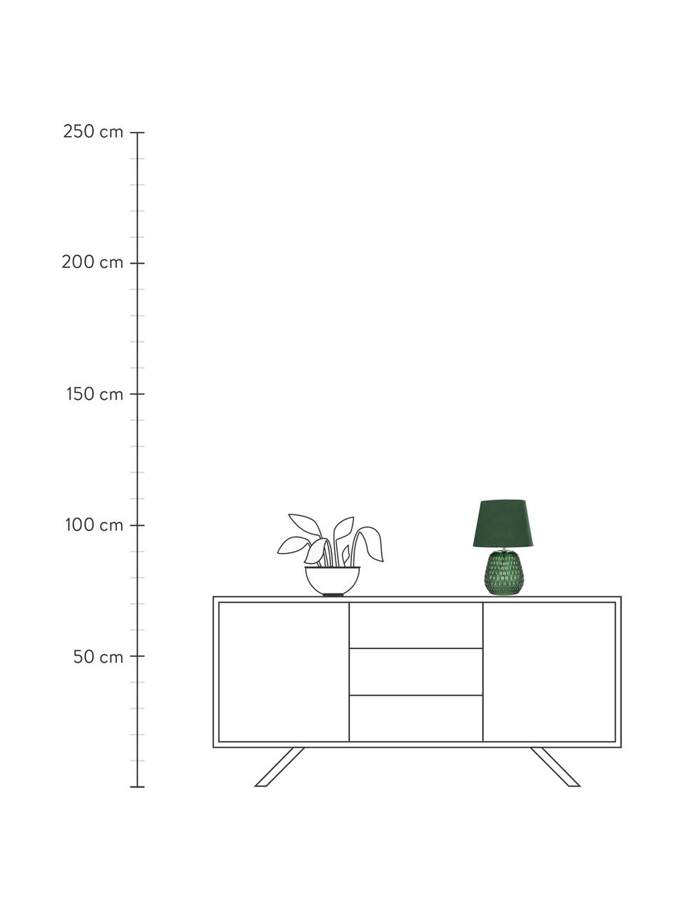 Lampada da comodino con base in vetro Crystal Velours, Paralume: velluto, Base della lampada: vetro, Verde, Ø 25 x Alt. 37 cm