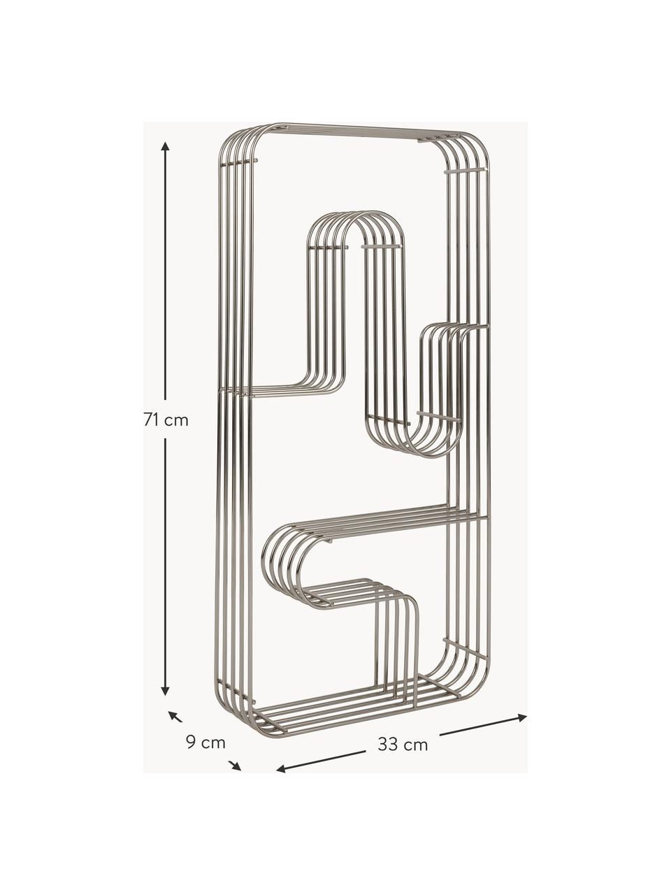 Półka ścienna z metalu Curva, Stal powlekana, Odcienie srebrnego, błyszczący, S 33 x D 71 cm