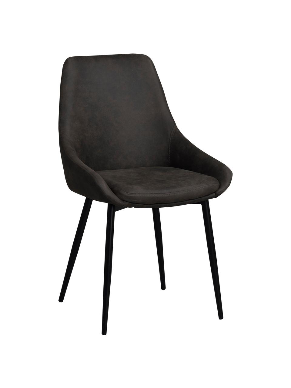 Čalouněné židle z imitace kůže Sierra, 2 ks, Tmavě šedá, Š 49 cm, H 55 cm