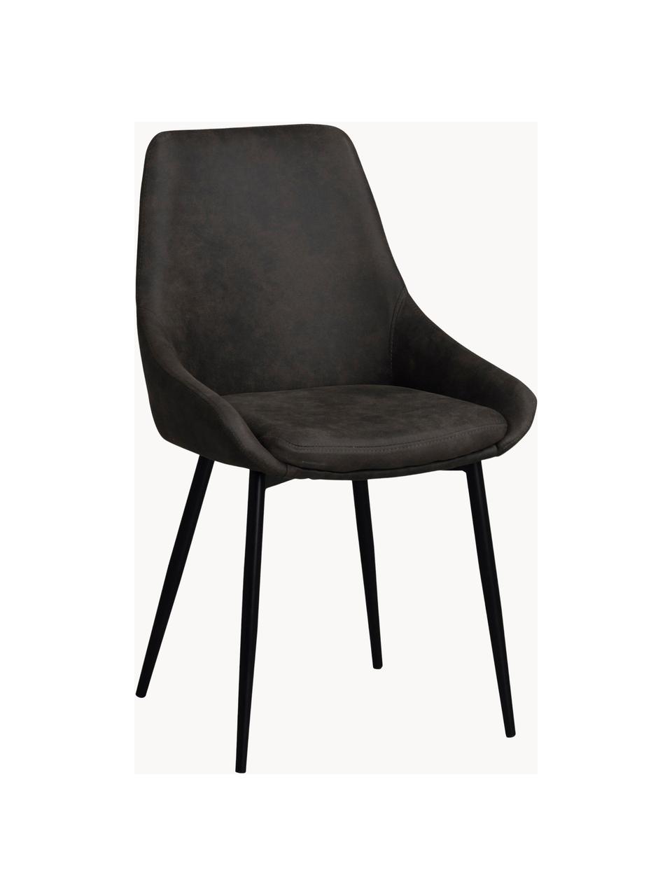 Chaises rembourrées en cuir synthétique Sierra, 2 pièces, Cuir synthétique, brun foncé, noir, larg. 49 x prof. 55 cm