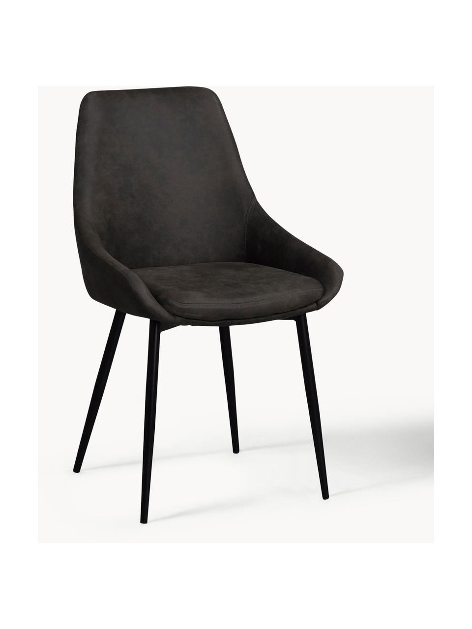 Chaises rembourrées en cuir synthétique Sierra, 2 pièces, Cuir synthétique, brun foncé, noir, larg. 49 x prof. 55 cm