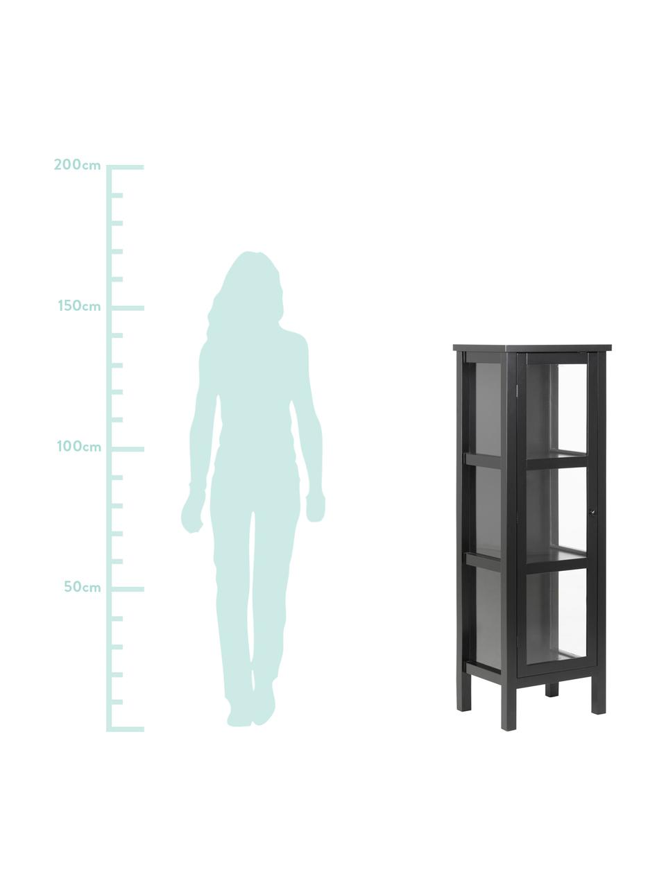 Glasvitrine Eton mit Holzrahmen, Gestell: Mitteldichte Holzfaserpla, Schwarz, 36 x 137 cm