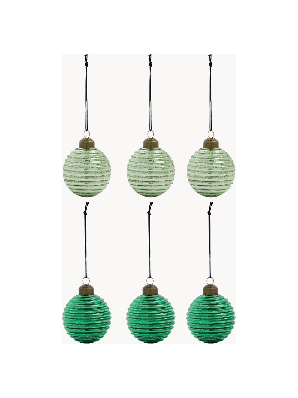 Bolas de Navidad-Set Lolli, 6 uds., Verde, verde claro, Ø 6 x Al 7 cm