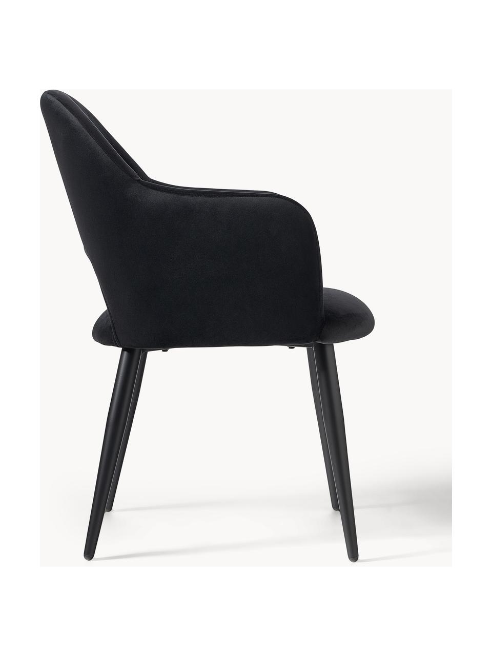Zamatová stolička s opierkami Rachel, Zamatová čierna, Š 55 x H 65 cm
