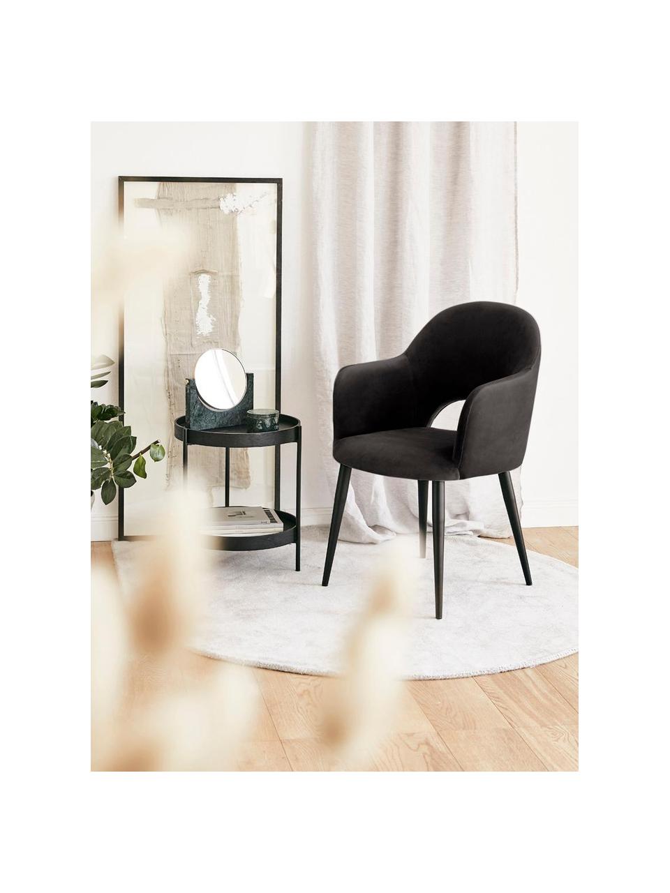 Silla con reposabrazos de terciopelo Rachel, Tapizado: terciopelo (poliéster) Al, Patas: metal con pintura en polv, Terciopelo negro, An 55 x F 65 cm