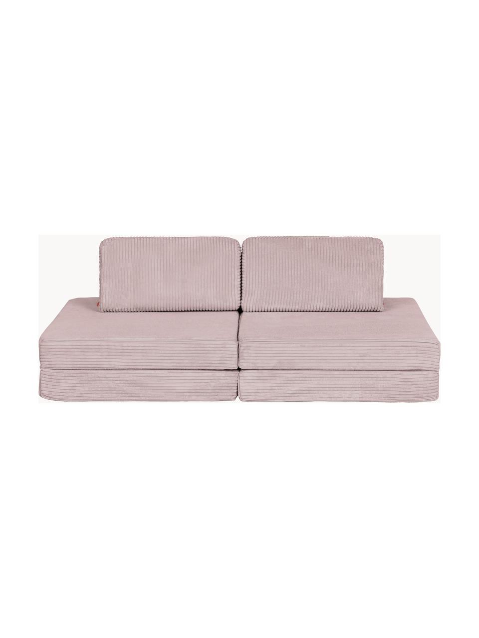 Sofá infantil modular artesanal de pana Mila, Tapizado: pana (100% poliéster) Alt, Pana rosa claro, An 130 x F 65 cm