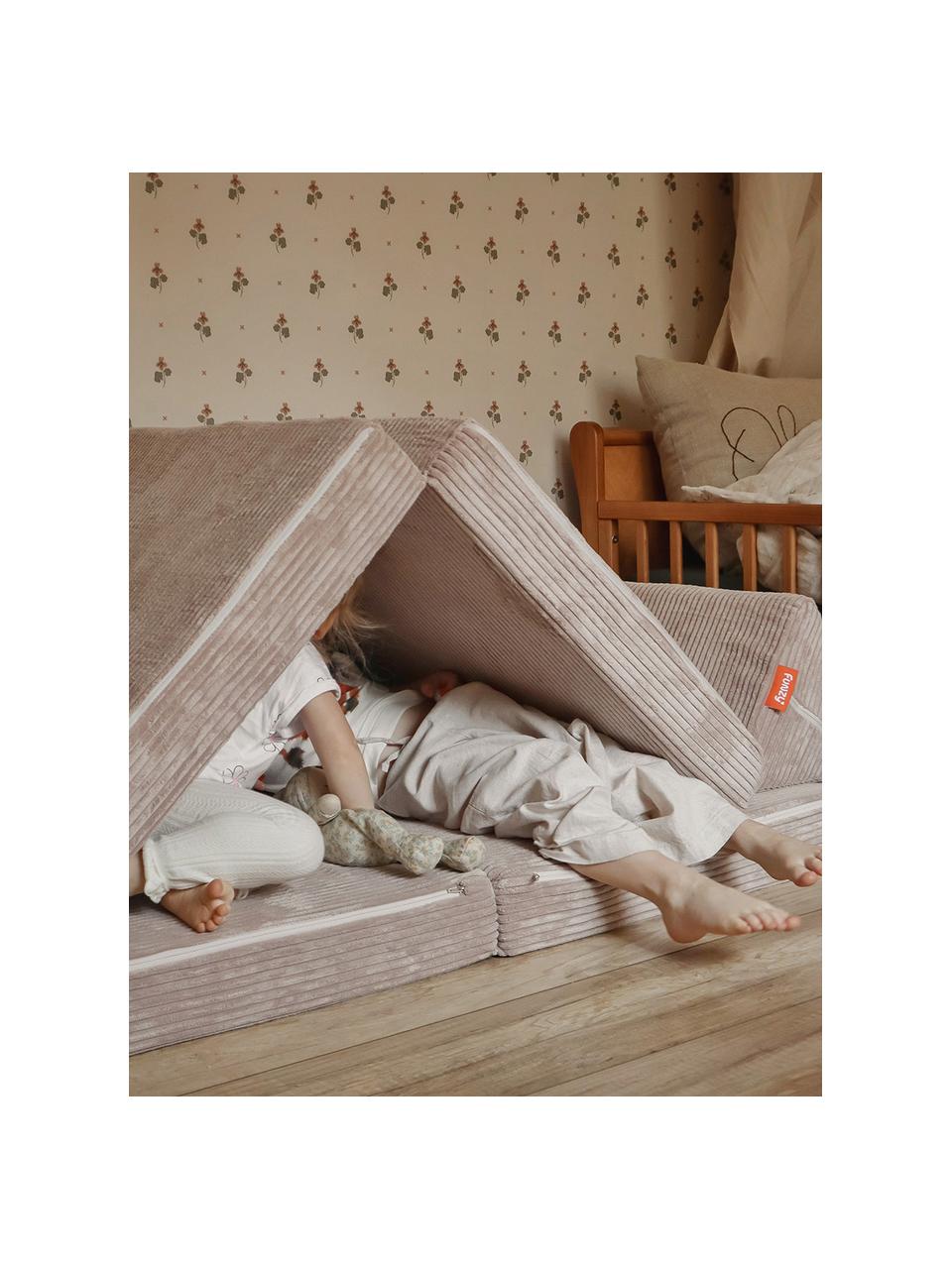 Ręcznie wykonana dziecięca sofa modułowa ze sztruksu Mila, Tapicerka: sztruks (100% poliester) , Jasnoróżowy sztruks, S 130 x G 65 cm