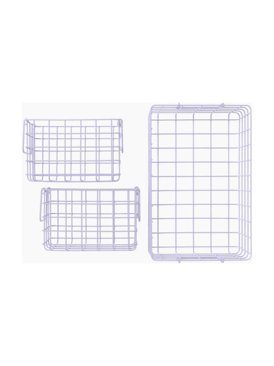 Aufbewahrungskörbe The Baskets, 3er-Set, Stahl, pulverbeschichtet, Lavendel, Set mit verschiedenen Größen