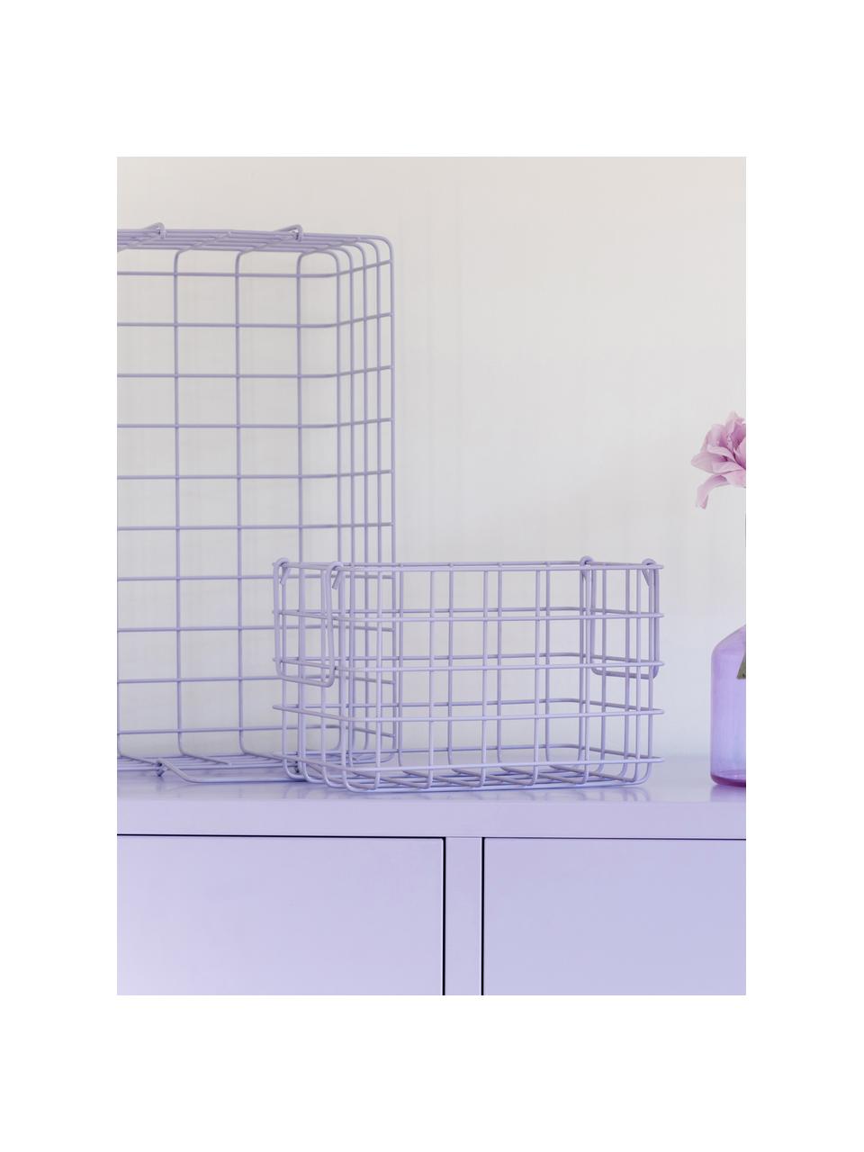 Metalen opbergmanden The Baskets, set van 3, Gepoedercoat staal, Lavendel, Set met verschillende formaten